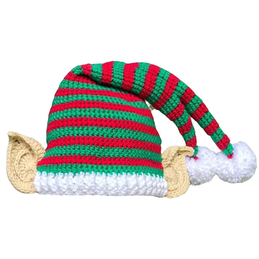 5955 Elf Hat with Ears for Adult Kids Funny Christmas Santa Elf Hat Knitted